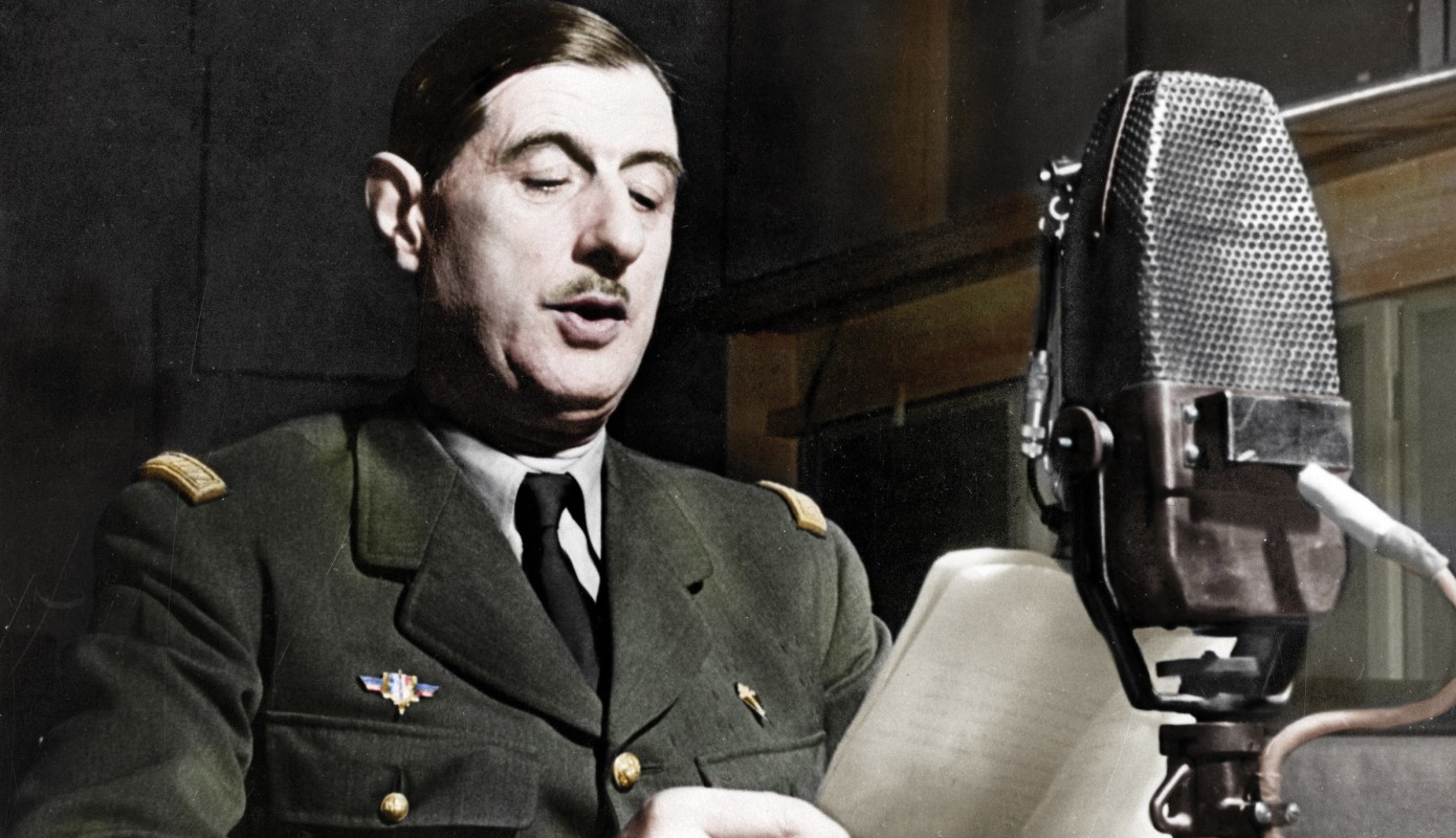 Charles de Gaulle in a BBC studio in London, June 1940