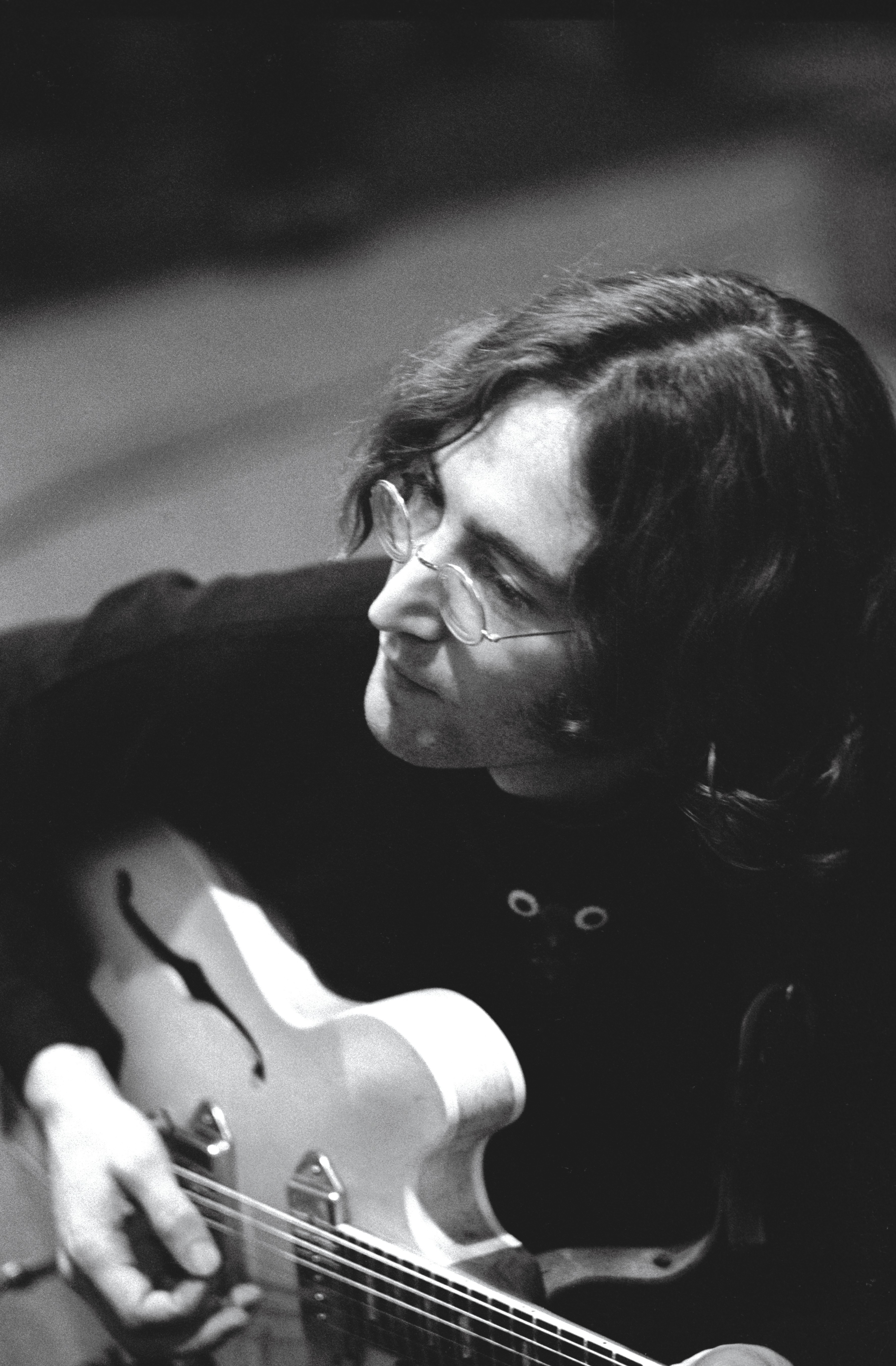 John Lennon during a ‘White Album’ recording session, Abbey Road Studios, June 1968.